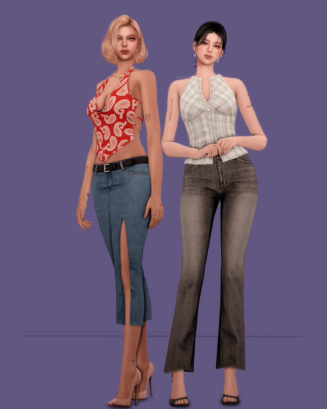 Галерея мода Сет одежды с топами, юбкой и джинсами #1